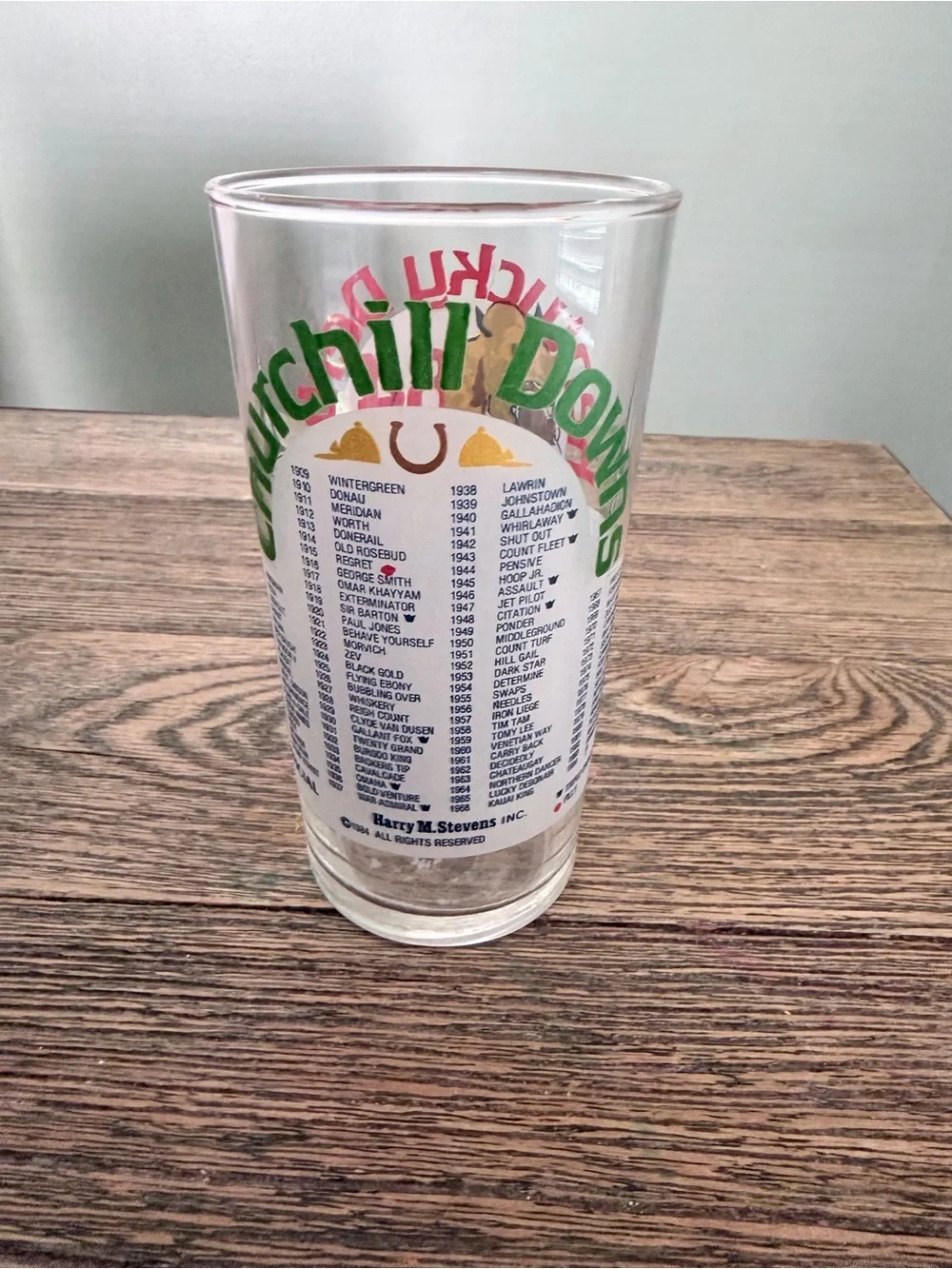 Kentucky Derby 1984 Racing Glass - Brown & Red Design